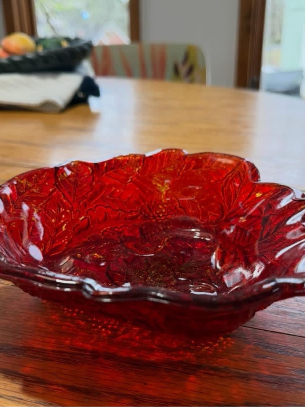 Vintage Ruby Red Pressed Bowl. GVC